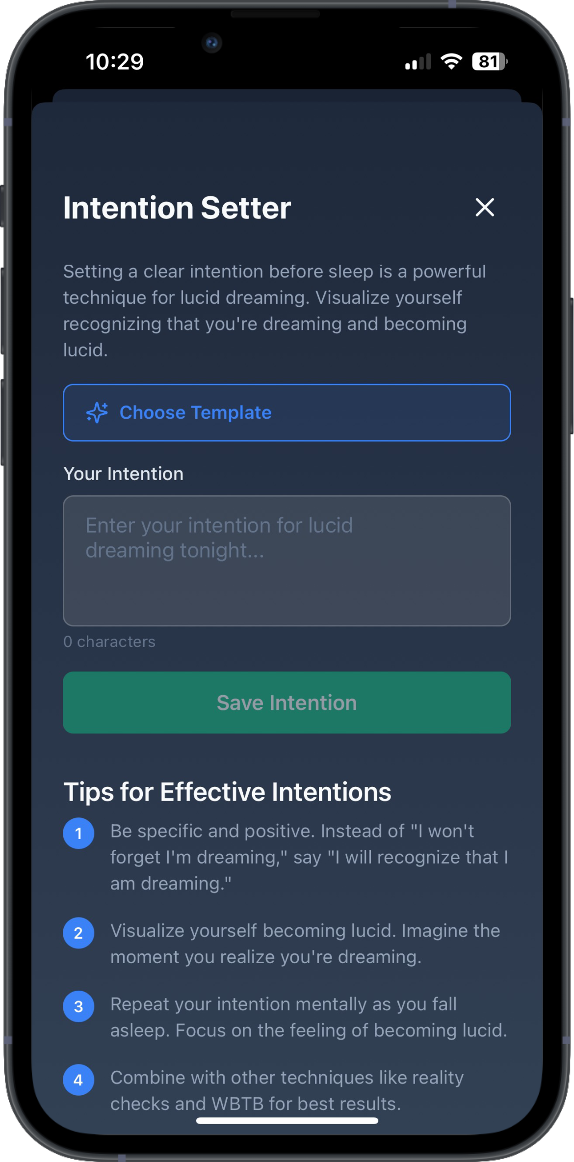 Intention Setter Detail